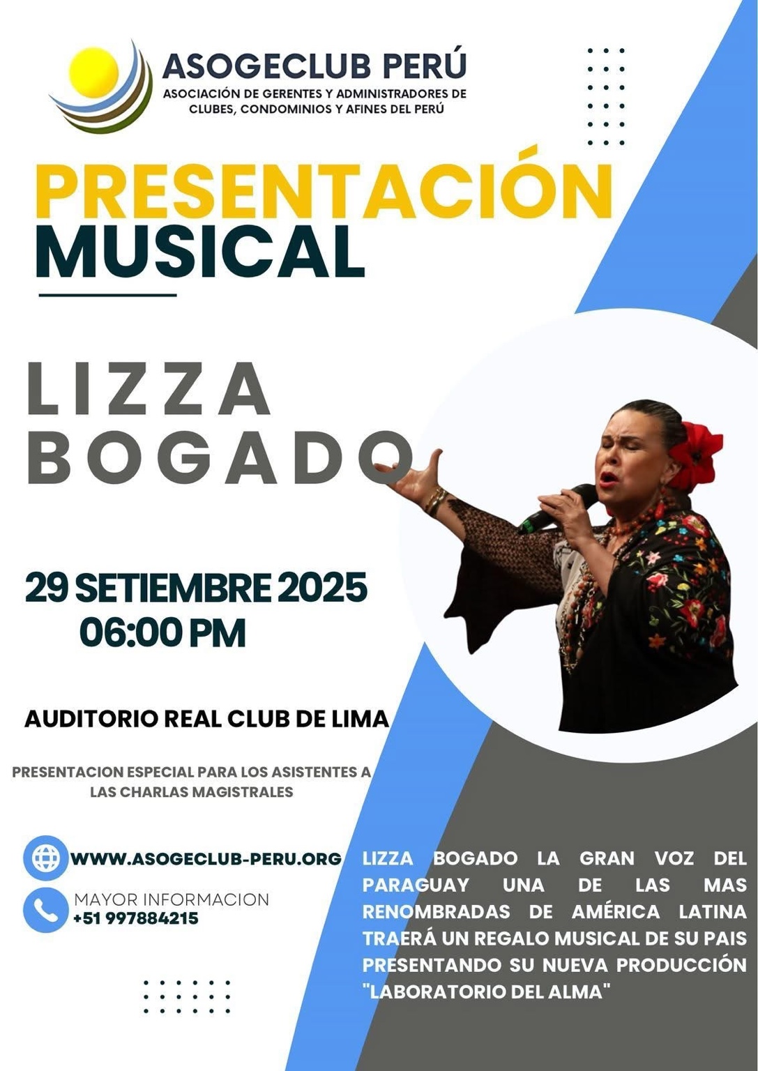Afiche de la presentación musical de Lizza Bogado
