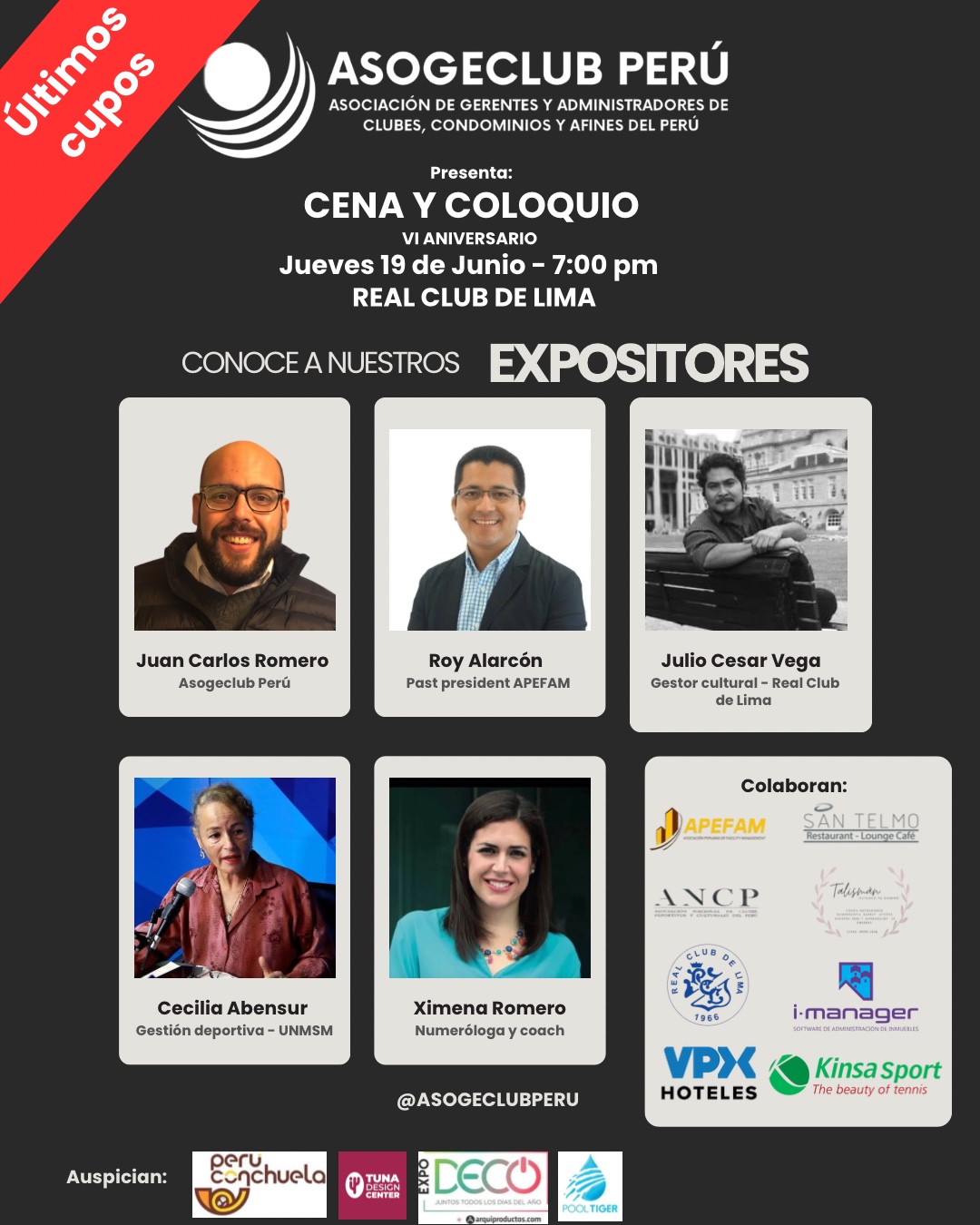 Expositores del VI Aniversario de ASOGECLUB PERÚ